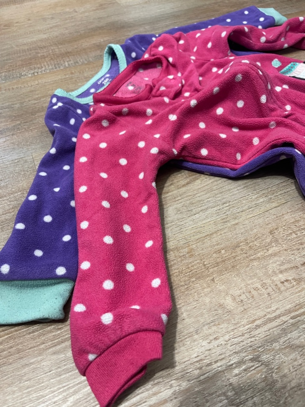 Carter's Polka Dot Footed One-Piece Pajamas - Purple & Pink twin set/set of two - Picture 3 of 6